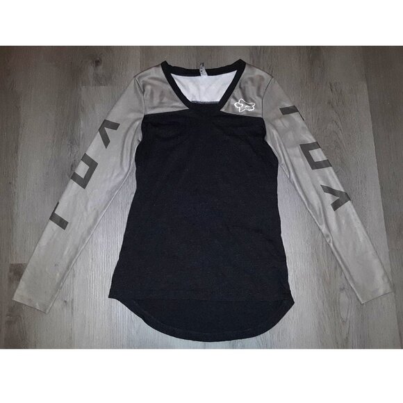 Vintage Y2k Fox Racing Logo Grey V-Neck Long Sleeve Shirt Size Extra Small - Picture 1 of 13